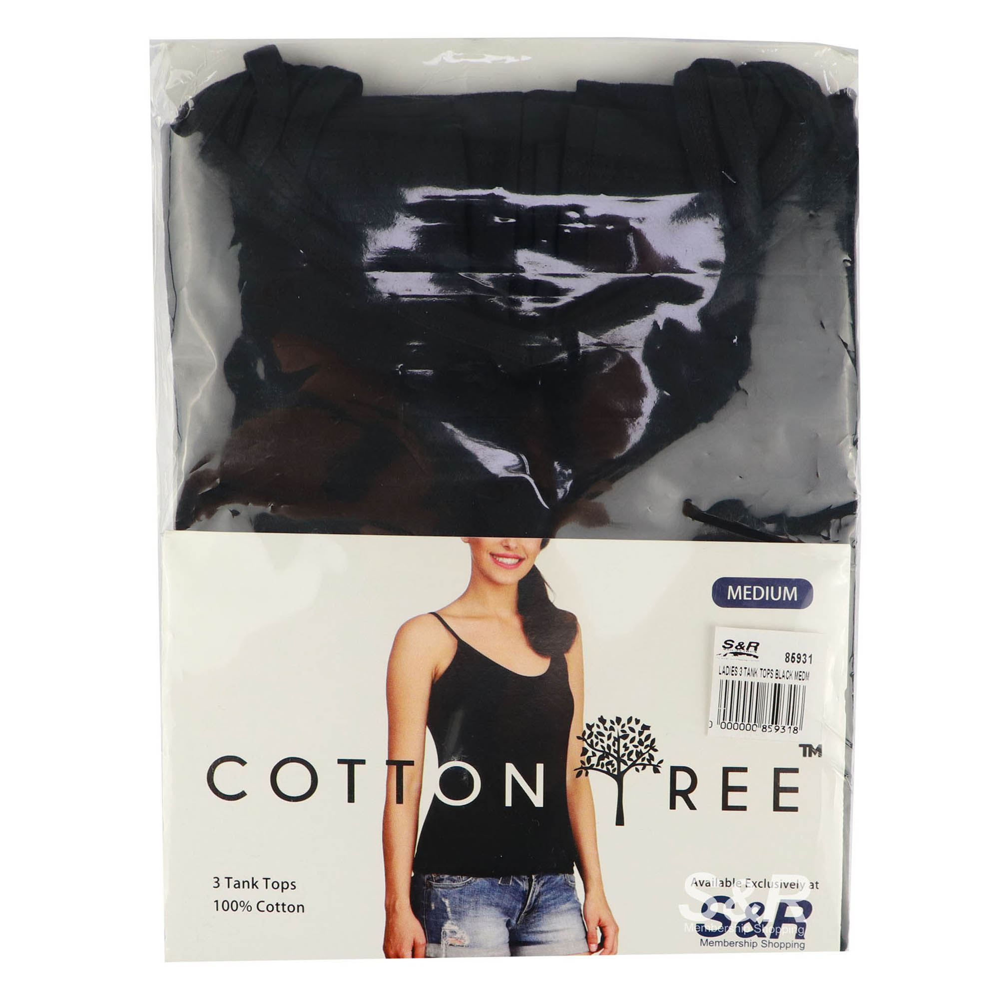 Cotton Tree Ladies' Black Tank Top Medium 3pcs Cotton Tree Ladies' Black Tank Top Medium 3pcs